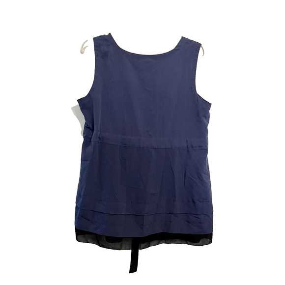 SIMPLY VERA Wang Size Large Navy Blue Poly Blouse Pleat Tie Decor Women's $48 - Picture 3 of 11